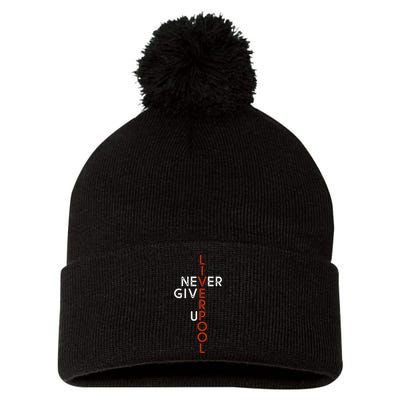 Liverpool Never Give Up Scouser Pom Pom 12in Knit Beanie