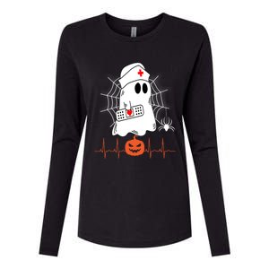 Love Nurse Halloween Pumpkin Fall Nurses Costume Gift Womens Cotton Relaxed Long Sleeve T-Shirt