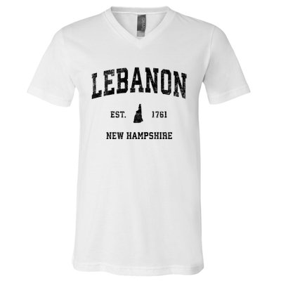 Lebanon New Hampshire Nh Vintage Established Athletic Sports Design V-Neck T-Shirt