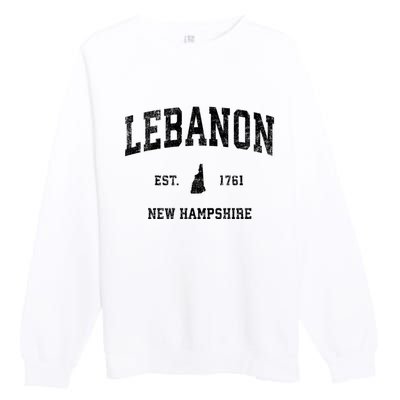 Lebanon New Hampshire Nh Vintage Established Athletic Sports Design Premium Crewneck Sweatshirt