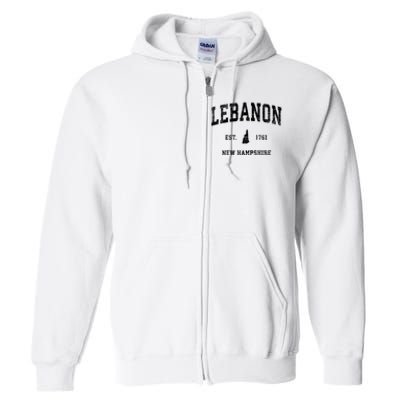 Lebanon New Hampshire Nh Vintage Established Athletic Sports Design Full Zip Hoodie