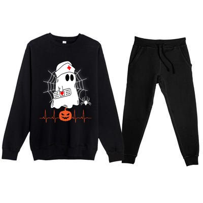 Love Nurse Halloween Pumpkin Fall Nurses Costume Great Gift Premium Crewneck Sweatsuit Set