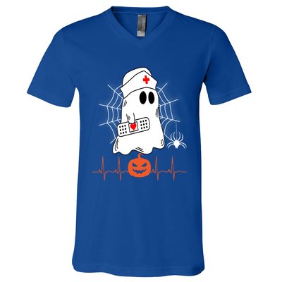 Love Nurse Halloween Pumpkin Fall Nurses Costume Great Gift V-Neck T-Shirt