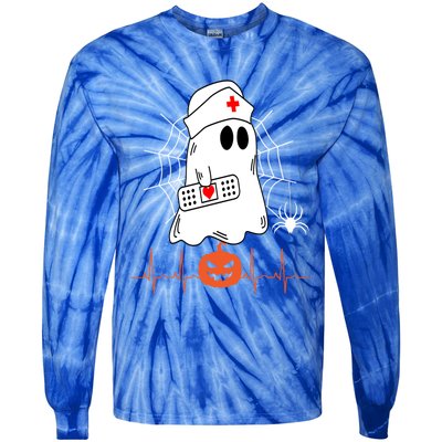 Love Nurse Halloween Pumpkin Fall Nurses Costume Great Gift Tie-Dye Long Sleeve Shirt