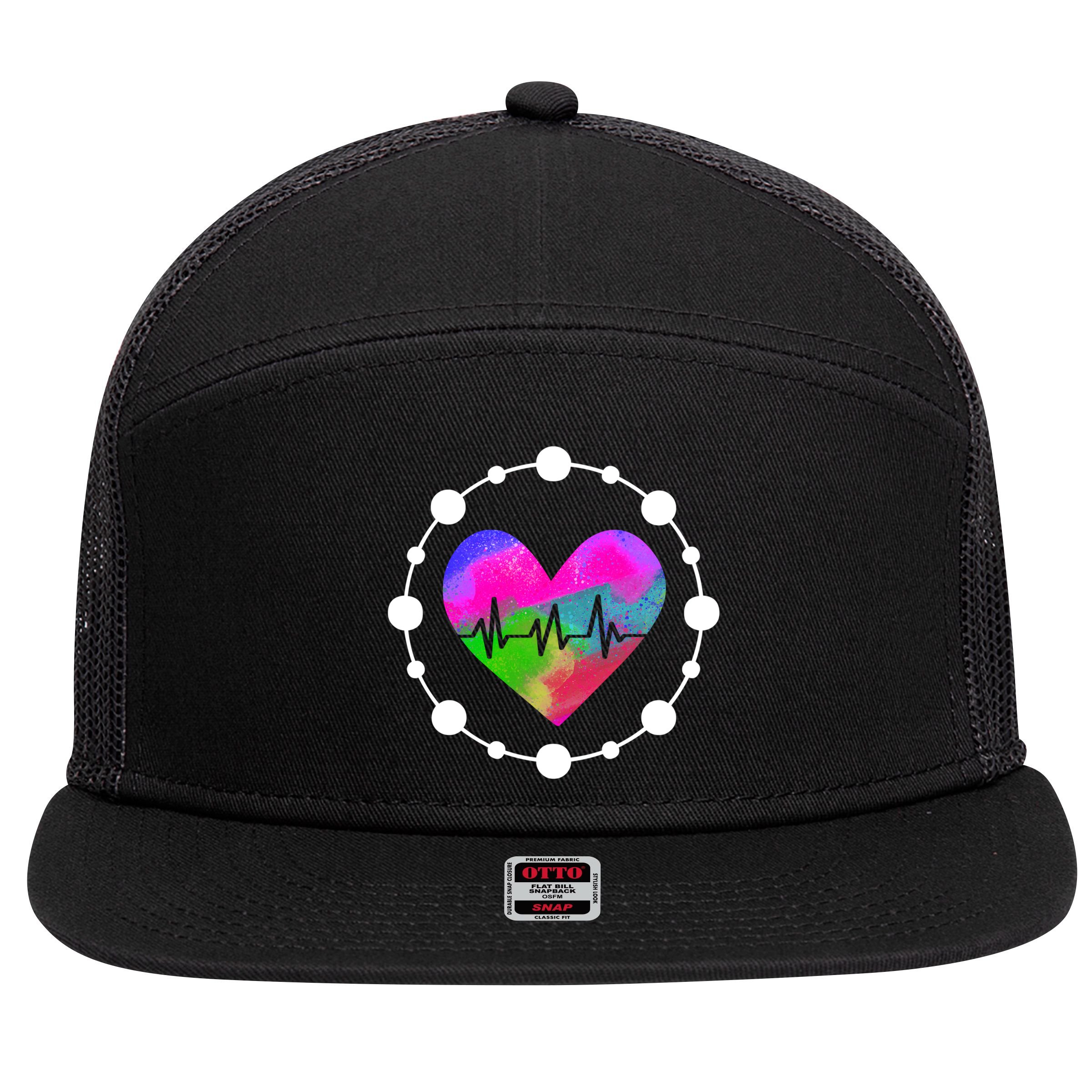 Lovable Nurse Heart Meaningful Gift 7 Panel Mesh Trucker Snapback Hat