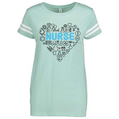 Lovely Nurse Icons Heart For National Nurse Day Gift Enza Ladies Jersey Football T-Shirt