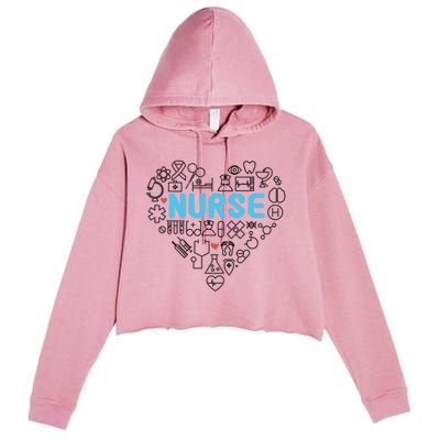 Lovely Nurse Icons Heart For National Nurse Day Gift Crop Fleece Hoodie