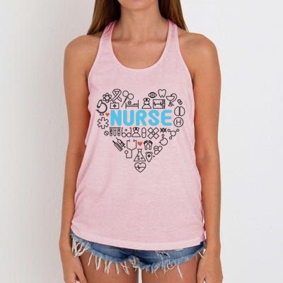 Lovely Nurse Icons Heart For National Nurse Day Gift Women's Knotted Racerback Tank