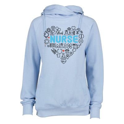 Lovely Nurse Icons Heart For National Nurse Day Gift Womens Funnel Neck Pullover Hood