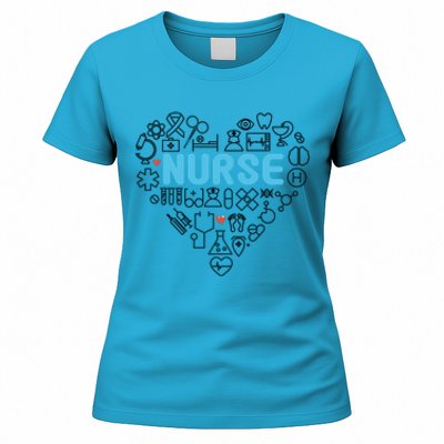 Lovely Nurse Icons Heart For National Nurse Day Gift Women's T-Shirt