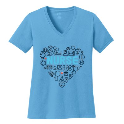 Lovely Nurse Icons Heart For National Nurse Day Gift Women's V-Neck T-Shirt