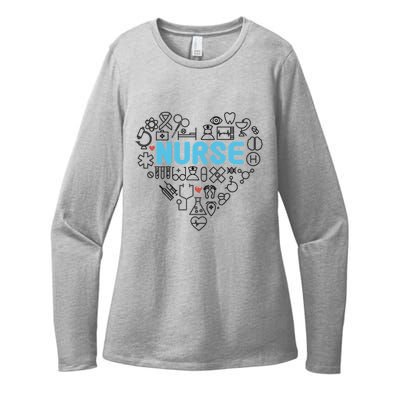 Lovely Nurse Icons Heart For National Nurse Day Gift Womens CVC Long Sleeve Shirt