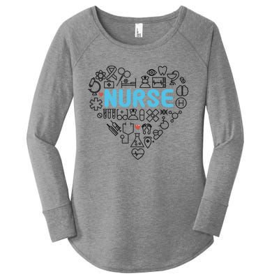 Lovely Nurse Icons Heart For National Nurse Day Gift Women's Perfect Tri Tunic Long Sleeve Shirt