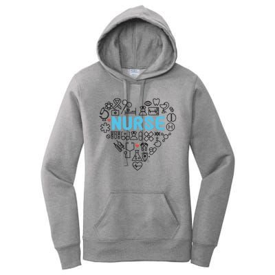 Lovely Nurse Icons Heart For National Nurse Day Gift Women's Pullover Hoodie