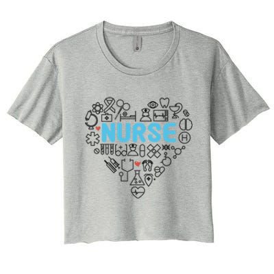 Lovely Nurse Icons Heart For National Nurse Day Gift Women's Crop Top Tee