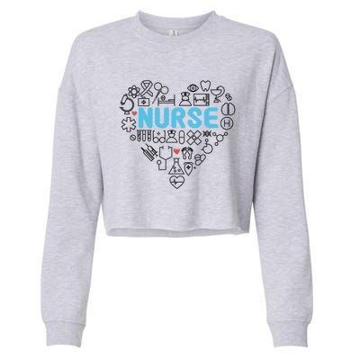 Lovely Nurse Icons Heart For National Nurse Day Gift Cropped Pullover Crew