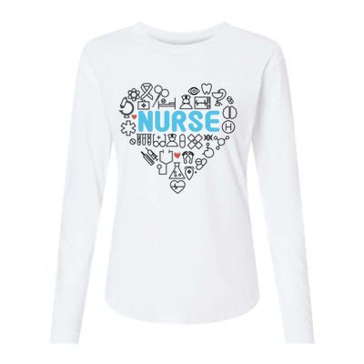 Lovely Nurse Icons Heart For National Nurse Day Gift Womens Cotton Relaxed Long Sleeve T-Shirt