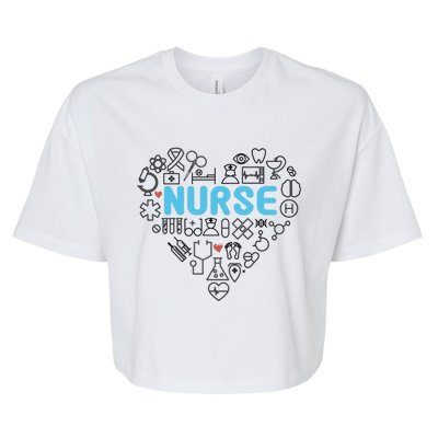 Lovely Nurse Icons Heart For National Nurse Day Gift Bella+Canvas Jersey Crop Tee