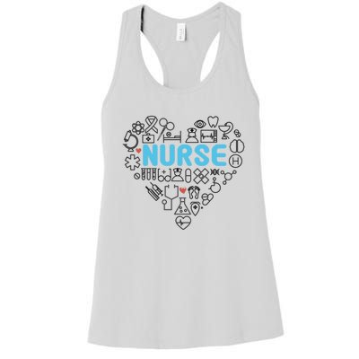 Lovely Nurse Icons Heart For National Nurse Day Gift Women's Racerback Tank