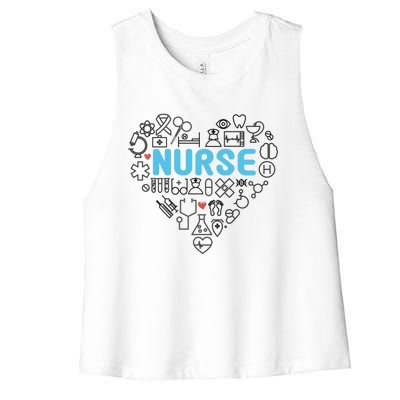 Lovely Nurse Icons Heart For National Nurse Day Gift Women's Racerback Cropped Tank