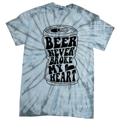 Long Neck Ice Cold Beer Never Broke My Heart Tie-Dye T-Shirt