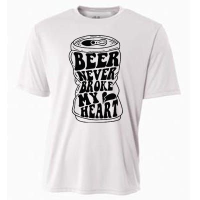 Long Neck Ice Cold Beer Never Broke My Heart Cooling Performance Crew T-Shirt