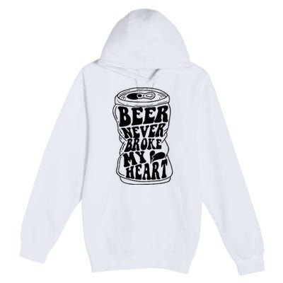 Long Neck Ice Cold Beer Never Broke My Heart Premium Pullover Hoodie