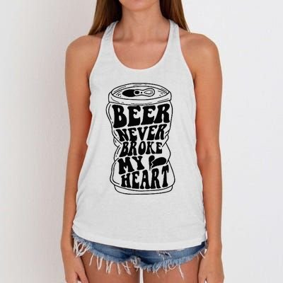 Long Neck Ice Cold Beer Never Broke My Heart Women's Knotted Racerback Tank