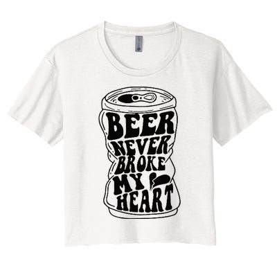 Long Neck Ice Cold Beer Never Broke My Heart Women's Crop Top Tee