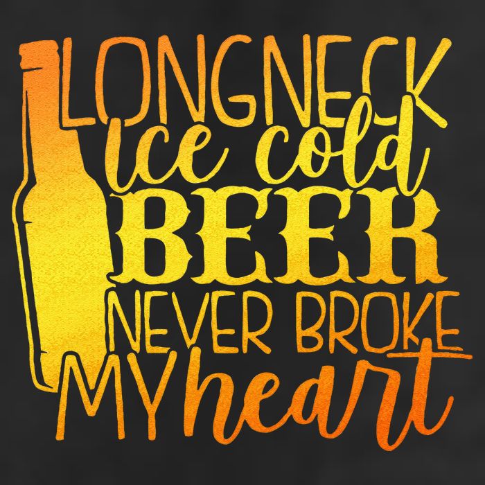 Long Neck Ice Cold Beer Never Broke My Heart Apparel 7 Panel Mesh Trucker Snapback Hat