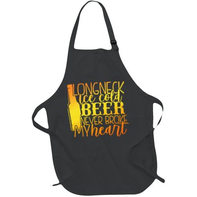 Long Neck Ice Cold Beer Never Broke My Heart Apparel Apron
