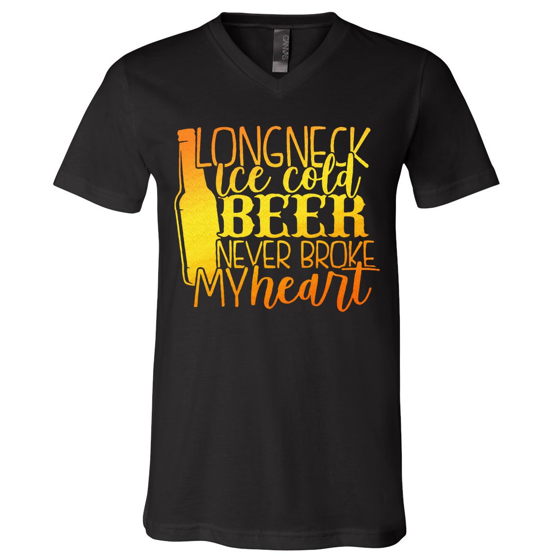 Long Neck Ice Cold Beer Never Broke My Heart Apparel V-Neck T-Shirt