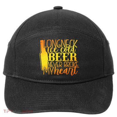 Long Neck Ice Cold Beer Never Broke My Heart Apparel 7-Panel Snapback Hat