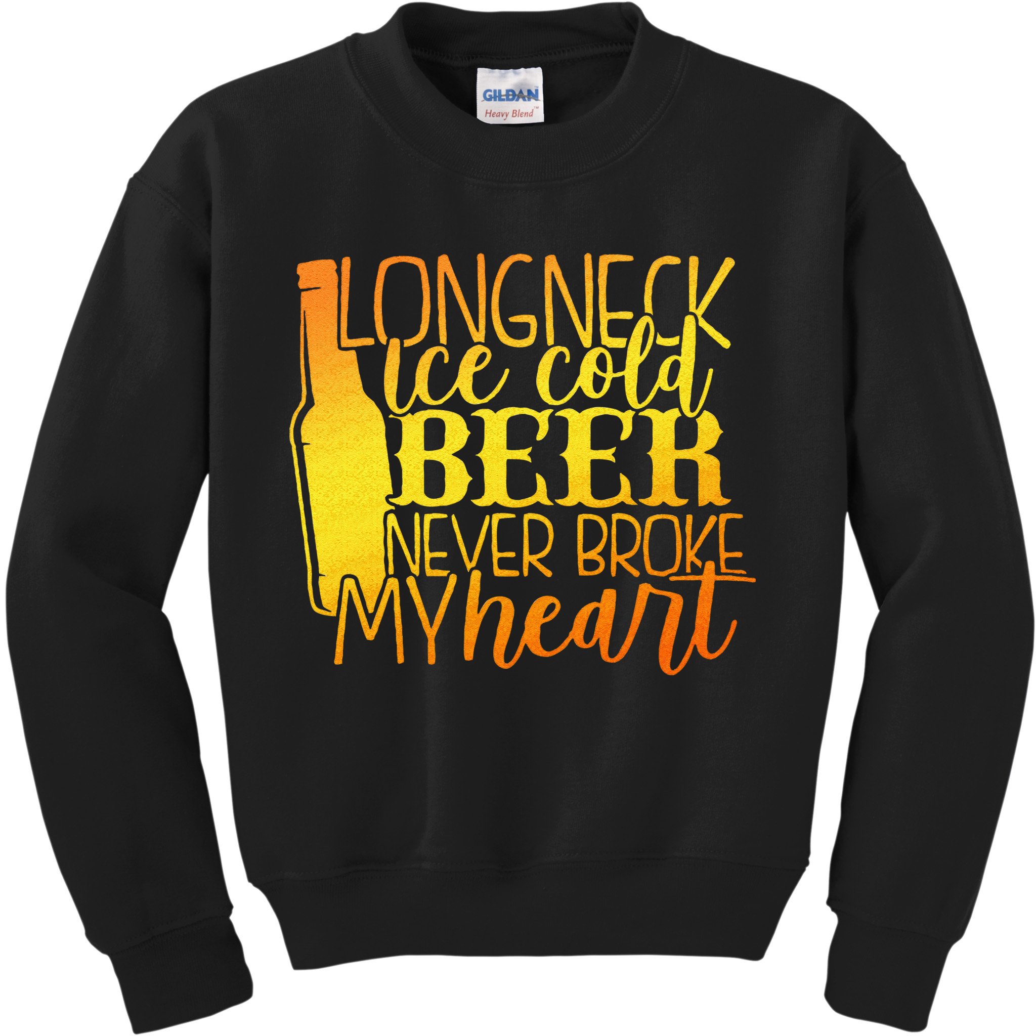 Long Neck Ice Cold Beer Never Broke My Heart Apparel Kids Sweatshirt