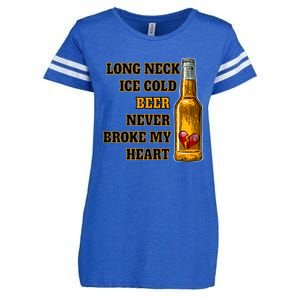 Long Neck Ice Cold Beer Never Broke My Heart Gift Enza Ladies Jersey Football T-Shirt