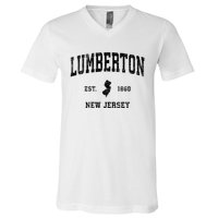 Lumberton New Jersey Nj Vintage Established Athletic Sports Design V-Neck T-Shirt