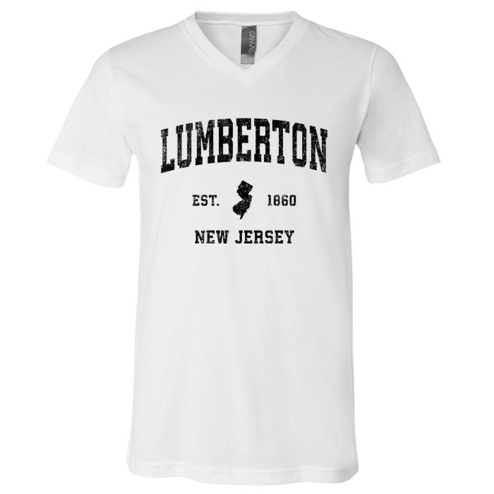 Lumberton New Jersey Nj Vintage Established Athletic Sports Design V-Neck T-Shirt