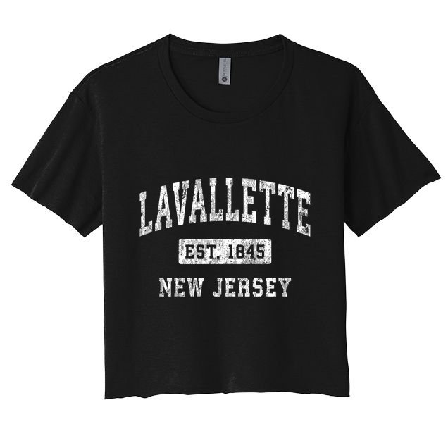 Lavallette New Jersey Nj Vintage Established Sports Crop Top
