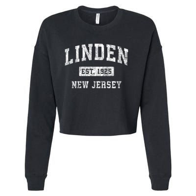 Linden New Jersey Nj Vintage Established Sports Cropped Pullover Crew