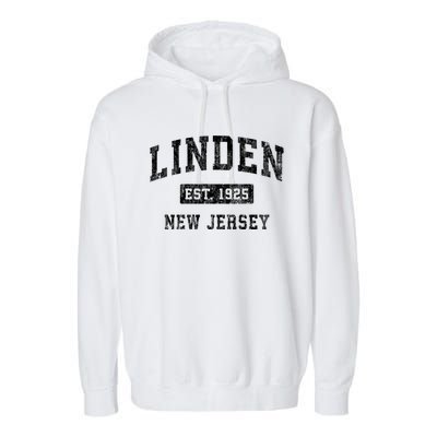 Linden New Jersey Nj Vintage Established Sports Garment-Dyed Fleece Hoodie