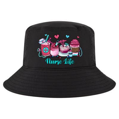 Love Nurse Life Coffee Scrubs And Rubber Gloves Stethoscope Great Gift Cool Comfort Performance Bucket Hat