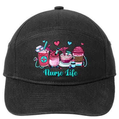 Love Nurse Life Coffee Scrubs And Rubber Gloves Stethoscope Great Gift 7-Panel Snapback Hat