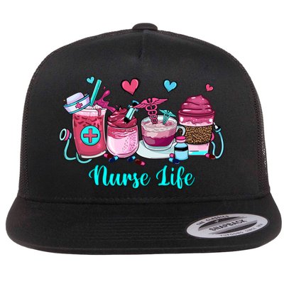 Love Nurse Life Coffee Scrubs And Rubber Gloves Stethoscope Great Gift Flatbill Hat