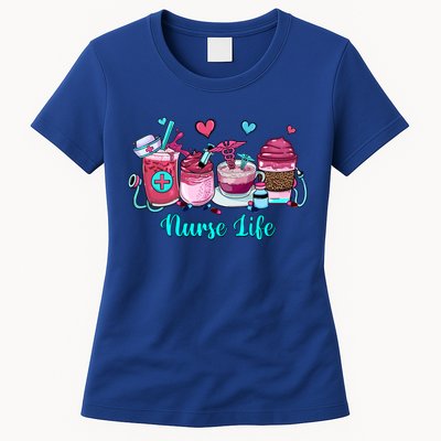 Love Nurse Life Coffee Scrubs And Rubber Gloves Stethoscope Great Gift Womens T-Shirt