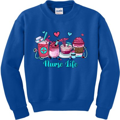 Love Nurse Life Coffee Scrubs And Rubber Gloves Stethoscope Great Gift Kids Sweatshirt