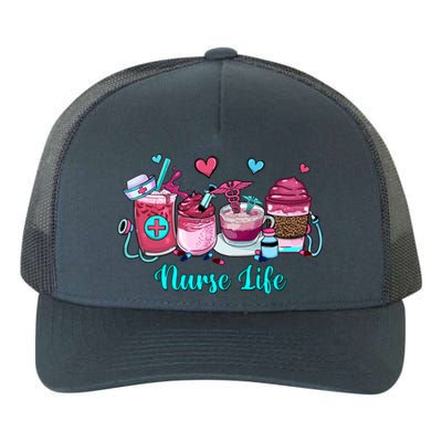 Love Nurse Life Coffee Scrubs And Rubber Gloves Stethoscope Great Gift Yupoong Adult 5-Panel Trucker Hat