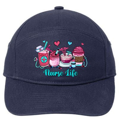 Love Nurse Life Coffee Scrubs And Rubber Gloves Stethoscope Great Gift 7-Panel Snapback Hat