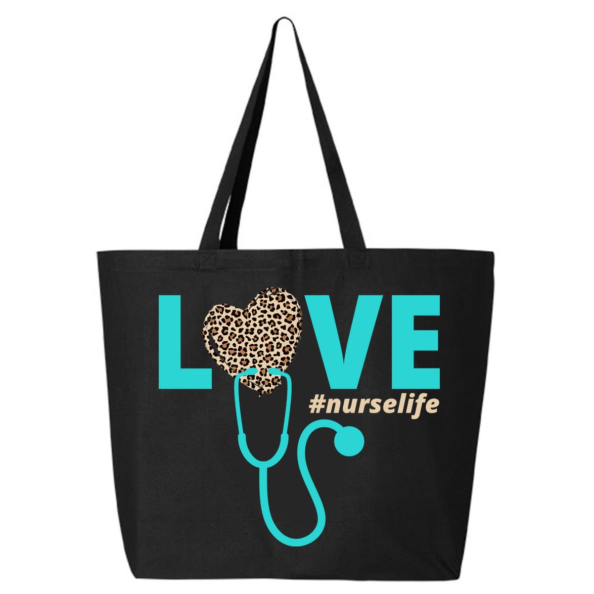 Love Nurse Life Leopard Heart 25L Jumbo Tote