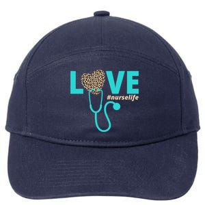 Love Nurse Life Leopard Heart 7-Panel Snapback Hat