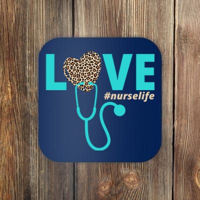 Love Nurse Life Leopard Heart Coaster